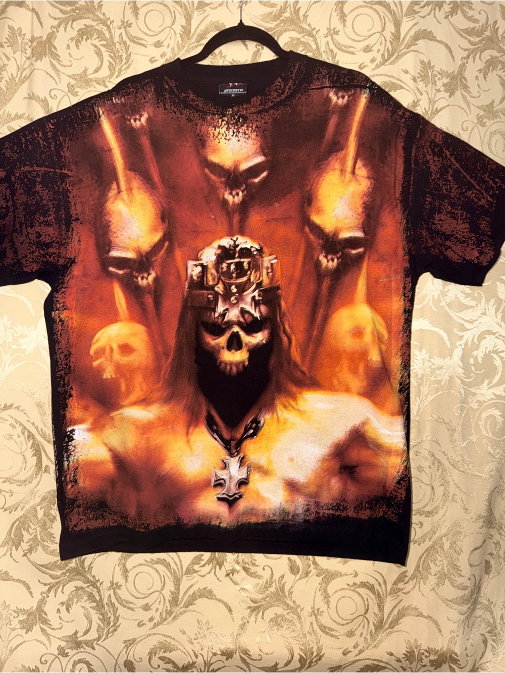 Men's Skull King Triple H Graphic Tee - Black/Orange